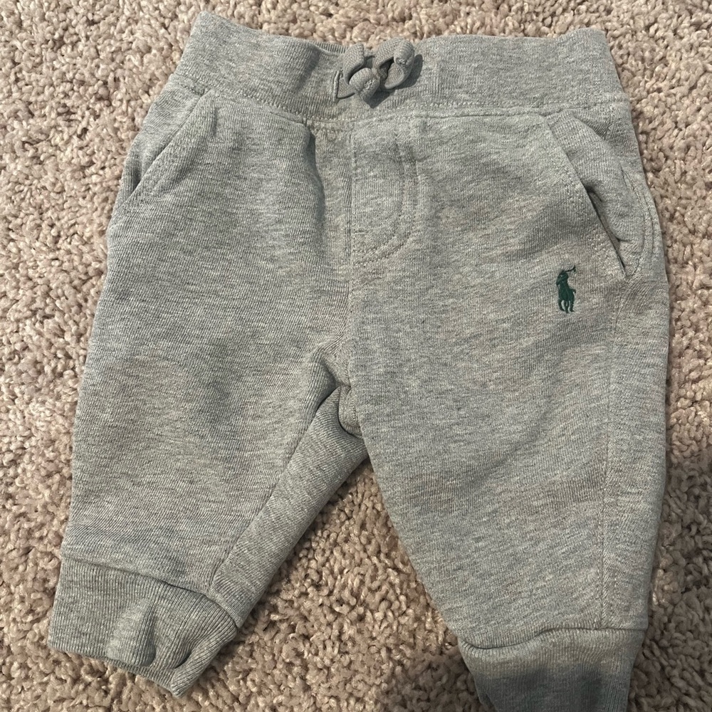 Polo by Ralph Lauren Kids Gray Joggers with Green Logo